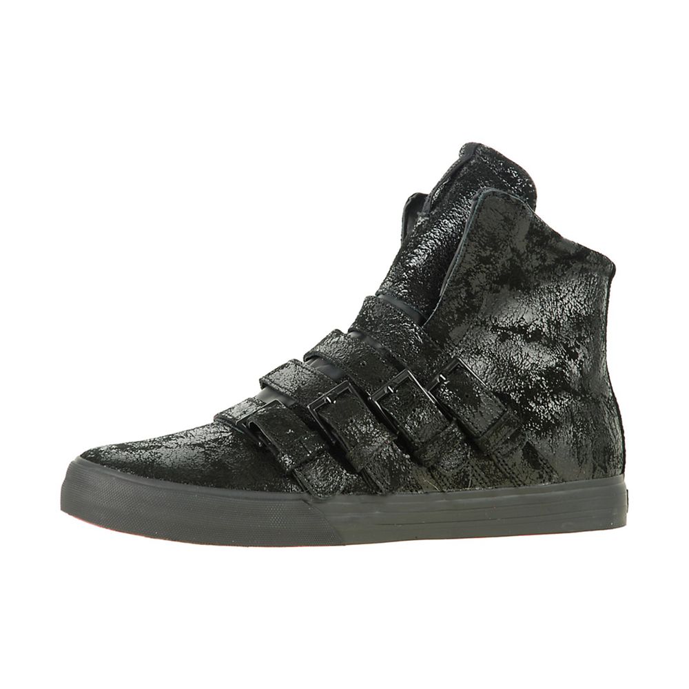 Baskets Montantes Supra Strapped 2 Noir Black Full Grain Homme | XUM-81964012